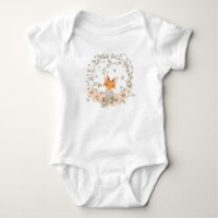Cute Fox Vintage Florals Verdure Foliage Garçon