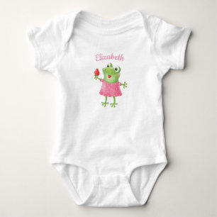 Body Cute Funny Girl Frog Rose Girl Baby Bodysuit
