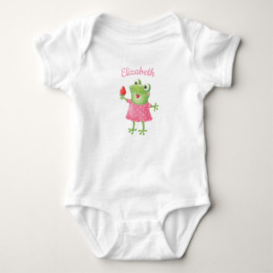 Body Cute Funny Girl Frog Rose Girl Bodysuit