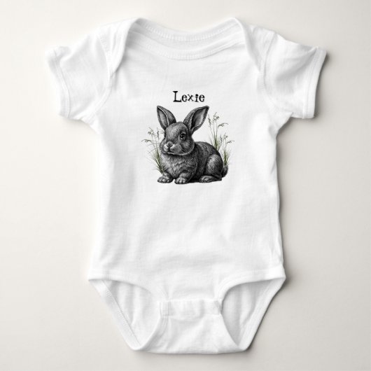 Body Cute Grey Rabbit Ajouter un nom (Devant)