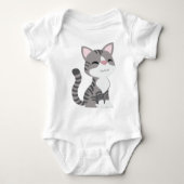 Body Cute Gris Souriant Tabby Chat (Devant)