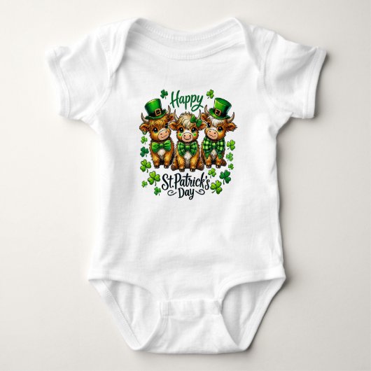Body Cute Highland Cow St. Patrick's Day Baby Bodysuit (Devant)