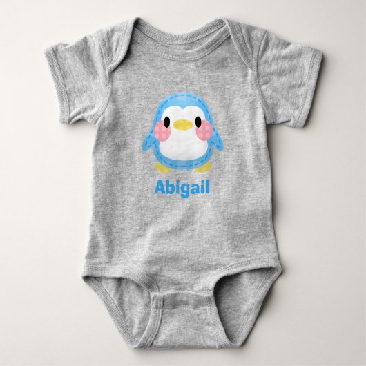Body Cute Patchwork Style Penguin Art Personalised (Devant)