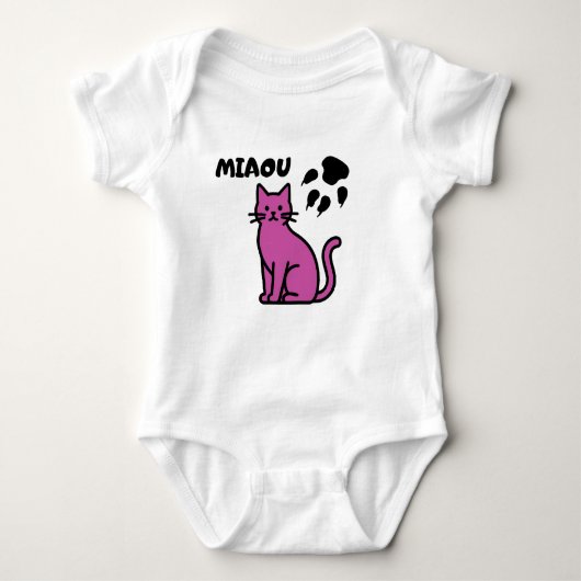 Body Cute Pink Cat “MIAOU” Baby Bodysuit (Devant)