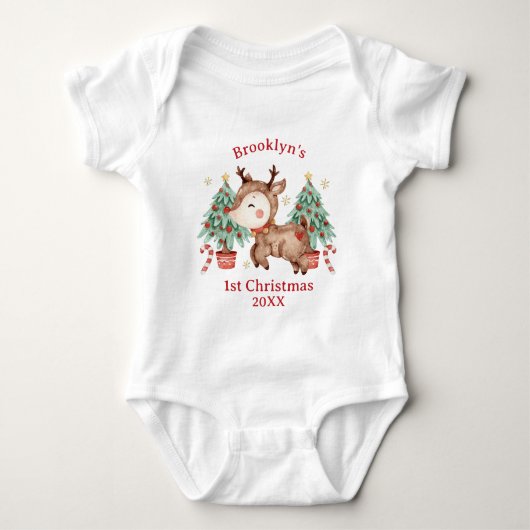 Body Cute Rudolph Red Nose Reindeer Tree 1er Noël (Devant)