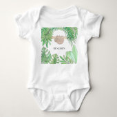 Body Cute Sloth Baby Jungle Feuille Aquarelle Nom (Devant)