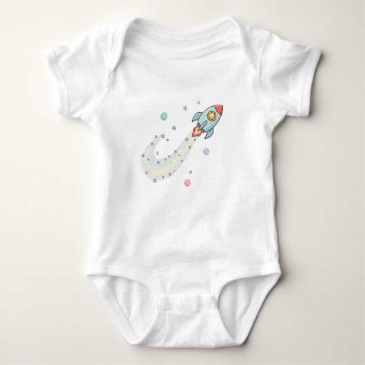 Body Cute Space Rocket Baby Bodysuit – Pastel Galaxy St (Devant)
