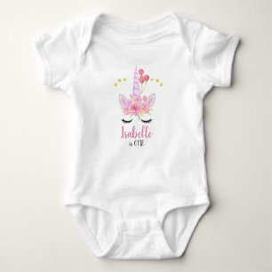 Body Cute Unicorn aux fleurs roses