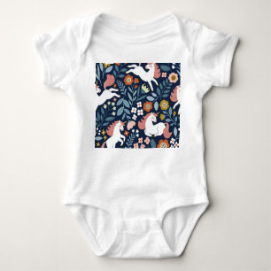 Body Cute Unicornes Floral Vintage Motif