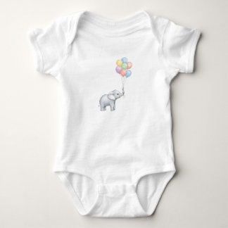 Body Cute Watercolor Elephant with Pastel Balloons 