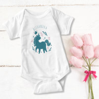 Cute Whimsical Turquoise Rose Unicorn Cheval