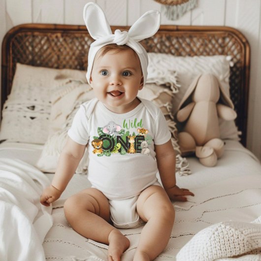 Body Cute Wild One Jungle Safari Animaux premier annive