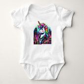 Body Cyberpunk Unicorn Neon Pixel Art Cityscape Design (Devant)