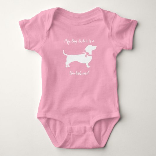 Body Dachshund Wiener Chien Baby shower fille rose (Devant)