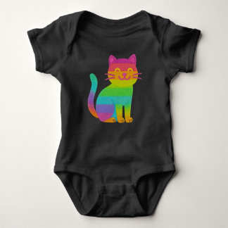 Body de bebé negro 100 % algodón – Gatito arcoíris Romper
