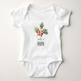 Body Décembre Houx Fleur de Naissance Plat Merci