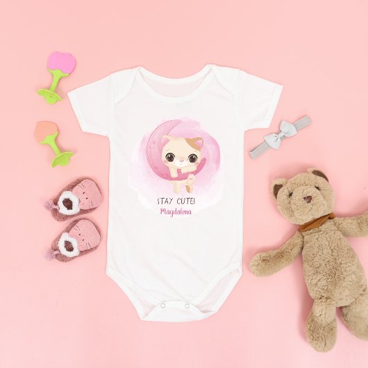 Body Design d'aquarelle Cute Kitten Moon