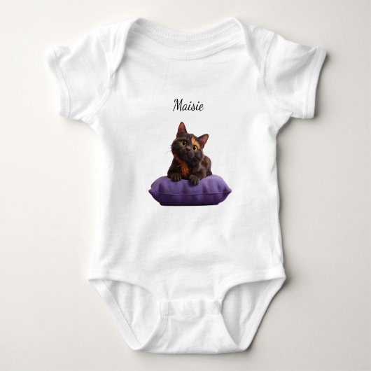Body Dessin Tortoiseshell Kitten sur coussin pourpre (Devant)