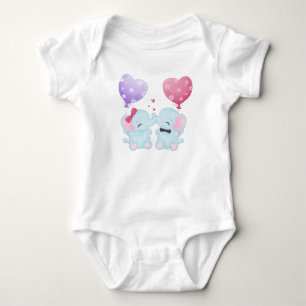 BODY DEUX ÉLÉPHANTS BÉBÉ BLEUS CUITS AVEC BALLONS