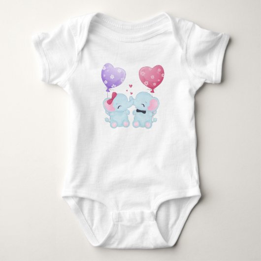 BODY DEUX ÉLÉPHANTS BÉBÉ BLEUS CUITS AVEC BALLONS (Devant)