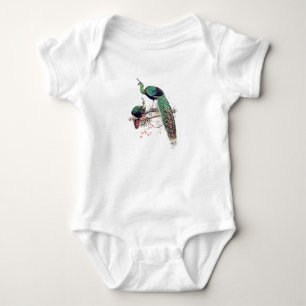 Body Deux paons noirs verts illustration oiseau paon