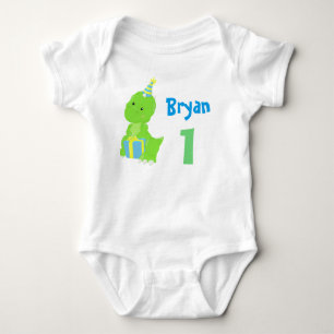 Body Dinosaur 1er anniversaire mignon bleu vert Dino Bo