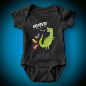Body Dinosaur Roar Green Monogramme Garçon