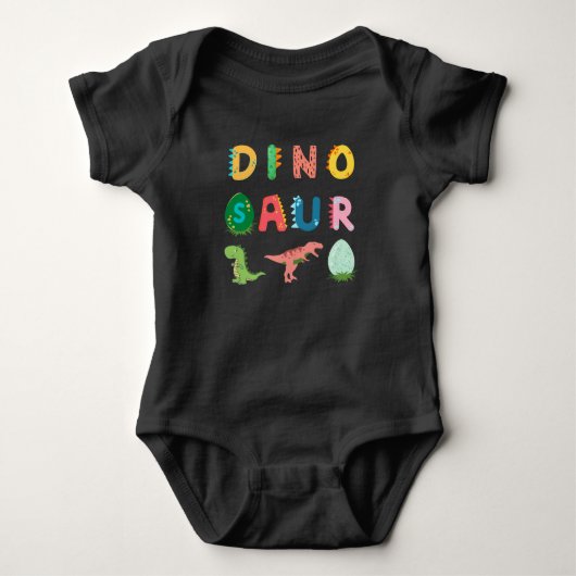 Body Dinosaure noir drôle coloré mignon unique (Devant)