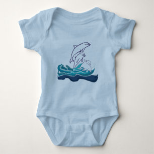 Body Dolphins dans les vagues Baby Jersey Bodysuit, Bla