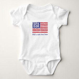 Body Drapeau Coeurs Cute USA Personnalisé