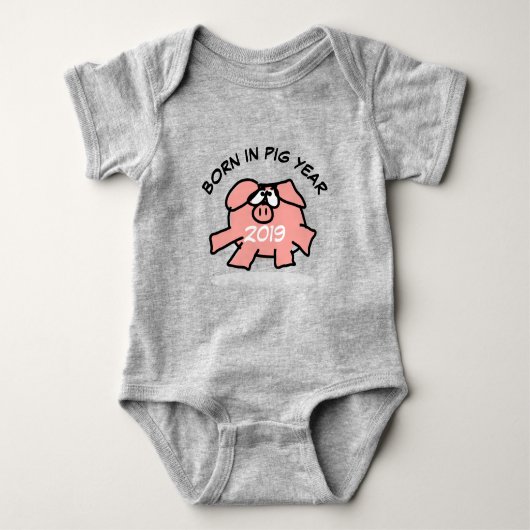 Body Drôle dessin animé Cochon rose Nouveau bébé 2019 (Devant)