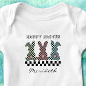 Body Easter Bunny Checkerboard Pink Green Teal Monogram