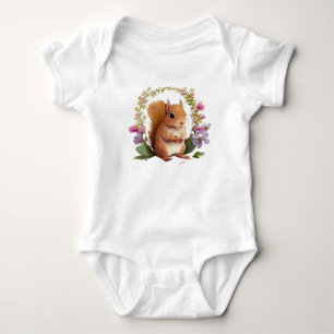 Body Écureuil doux avec couronne de fleurs
