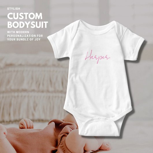 Body Élégant Monogramme rose manuscrit moderne