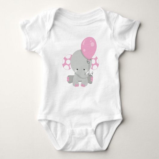Body Eléphant Avec Balloon, Eléphant mignon - Gris Rose (Devant)
