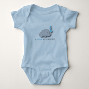 Body Eléphant Bébé Bleu et Gris