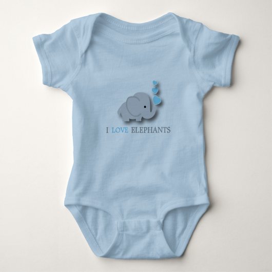 Body Eléphant Bébé Bleu et Gris (Devant)
