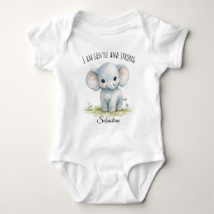 Body Éléphant Bleu Adorable "Je Suis Doux et Fort"