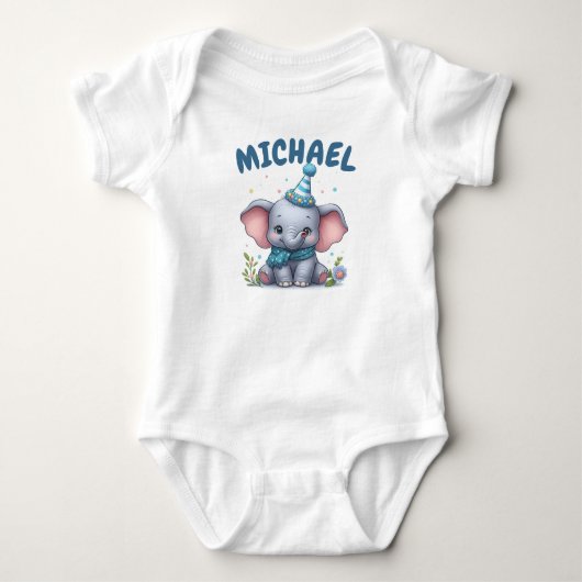 Body Éléphant de bébé nom personnalisé (Devant)