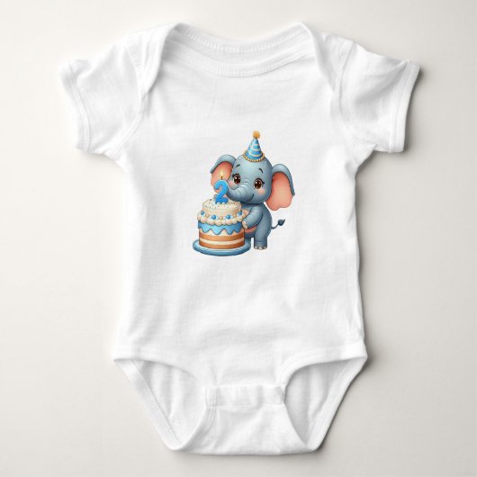 Body Éléphant Mignon 2ème Anniversaire (Devant)