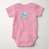 Body Éléphant Mignon Fleurs et Papillons Personnalisé (Dos)