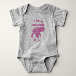 Body Eléphant rose I Love Nom a Ton Personnalisé