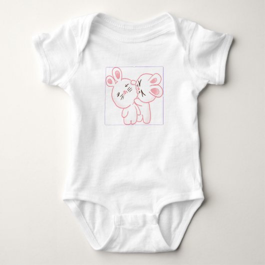 Body Ensemble bébé rose mignon lapin, Douce grenouillèr (Devant)
