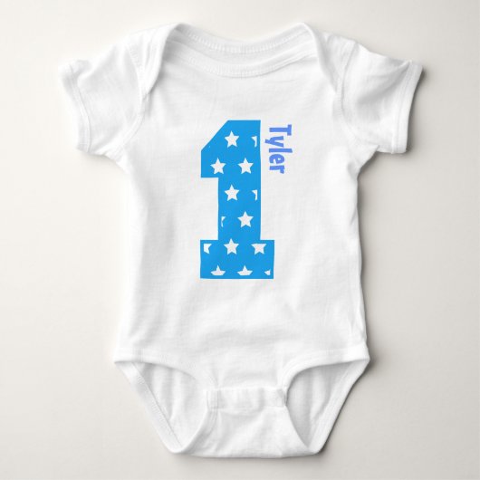 Body ęr Étoiles de bleus layette d'anniversaire un nom (Devant)
