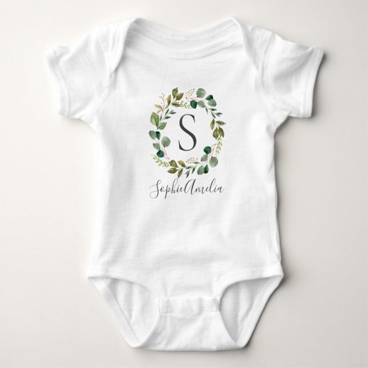 Body Eucalyptus Lafy Wreath Nom du bébé personnalisé (Devant)