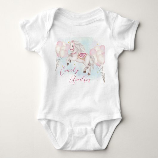 Body Fairytale baby Pony rose ballons fille anniversair (Devant)