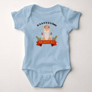 Body Famille de lama de Noël personnalisée Bébé assorti