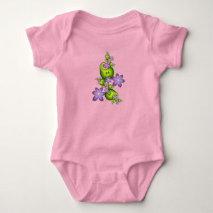 Body Fantaisie florale fleurs de lilas formes vertes fr