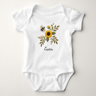 Body Fausse broderie Tournesol et Abeille à Miel