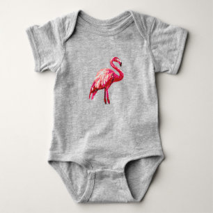 Body Faux Flamingo Tropical Imprimé Pailleté Bébé 